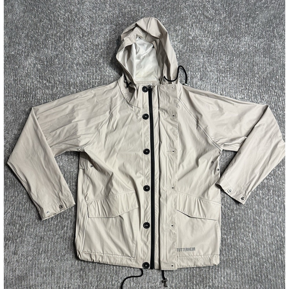 Stutterheim Mens Sand Stenhamra Lightweight Hooded Rain Coat Size XS